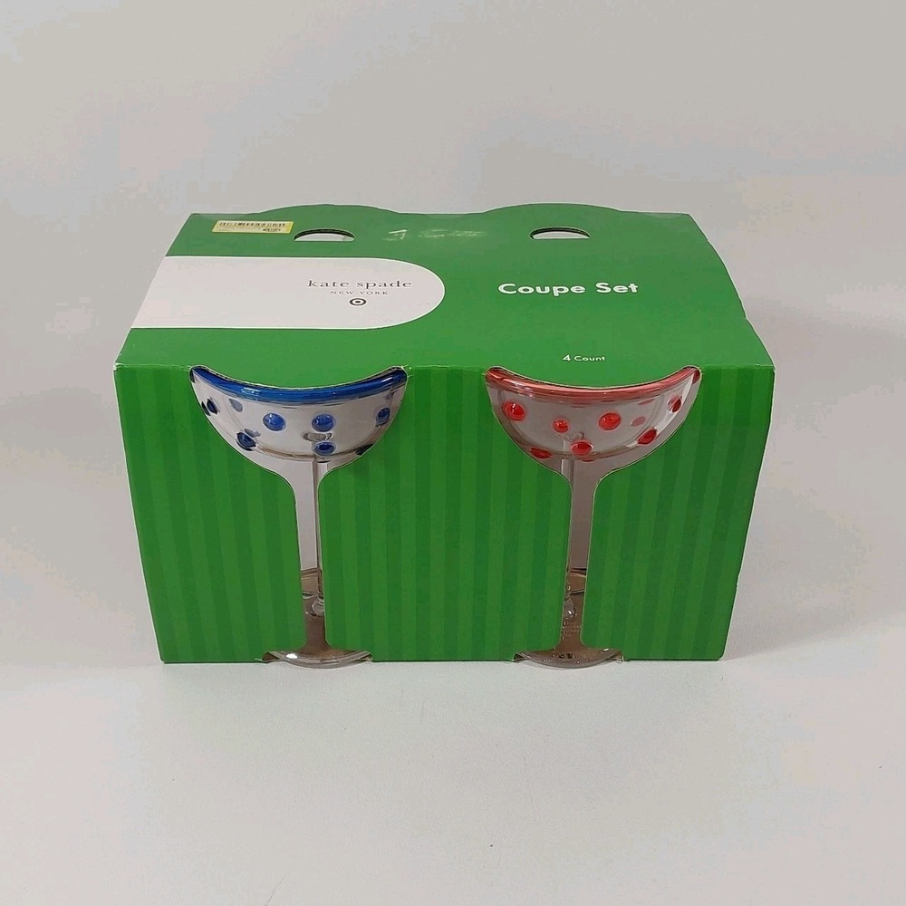 Kate Spade New York x Target Coupe Drinkware Set of 4 Polka Dot Acrylic - NEW